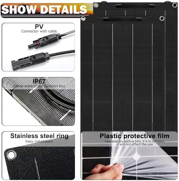 600 Watt Flexible Solar Panel for RV, 2 × 300 Watt 12 Volt Solar Power Panel Kit with 40A Solar Charge Controller Monocrystalline Solar Panels for Camping Off Grid Car Battery Charging Boat