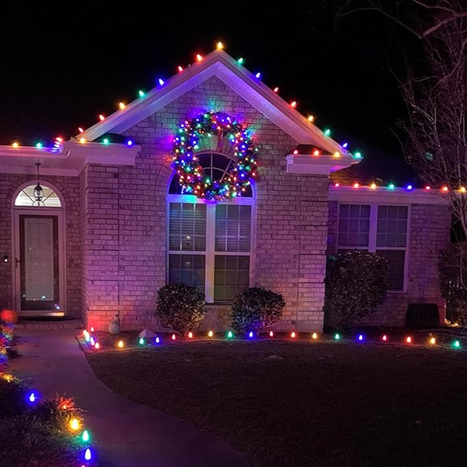 100 LED 5MM Red and Green Christmas Lights, 33FT Indoor/Outdoor String Light, Mini Lights for Garden, Patio, Christmas Trees - Green Wire, Commercial Grade, UL Listed