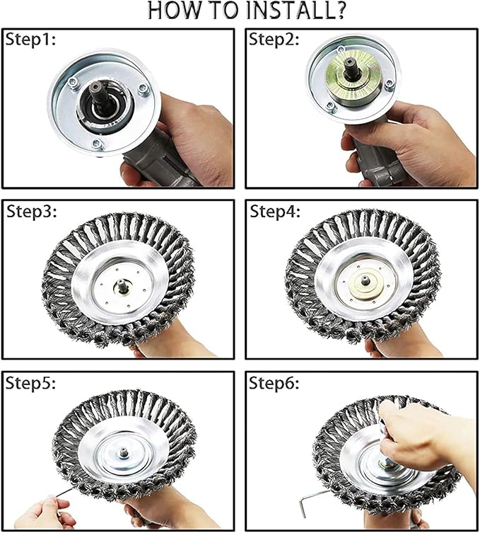 8'' Steel Wire Wheel Brush Weed Trimmer Head for Most Straight-Shaft String Trimmer & Brush Cutter & Weed Eater & Weed Wacker (with 2 Kinds of Blade Adapter Kit)