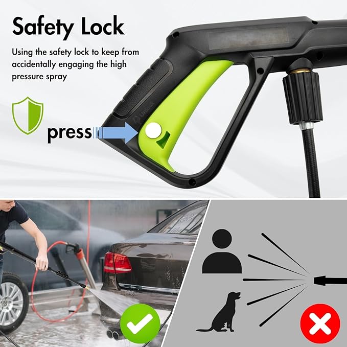 Pressure Washer Cleaner with 4 Nozzles & Foam Cannon for Driveways, Cars, Fences, Decks, Patios, and Outdoor Cleaning (Green)