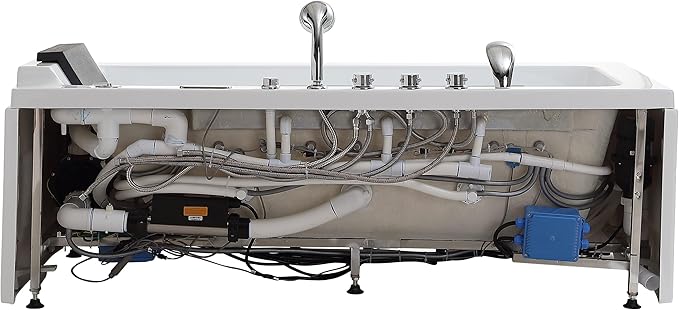 67 in Whirlpool Bathtub,Empava Jetted Tub with Heater,Hydro Massage Bathtub with 9 Water Jets+8 Air Jets,SPA Bathtub with Waterfall,Whirlpool Tub with Light,LED Control Panel