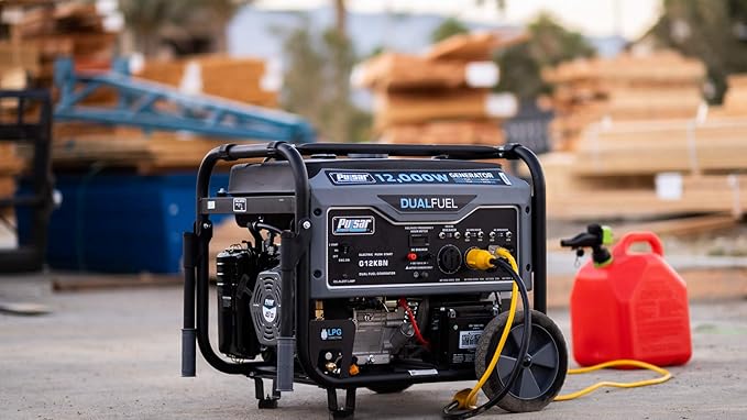 Pulsar G12KBN Heavy Duty Portable Dual Fuel Generator - 9500 Rated Watts & 12000 Peak Watts - Gas & LPG - Electric Start - Transfer Switch & RV Ready - CARB Compliant