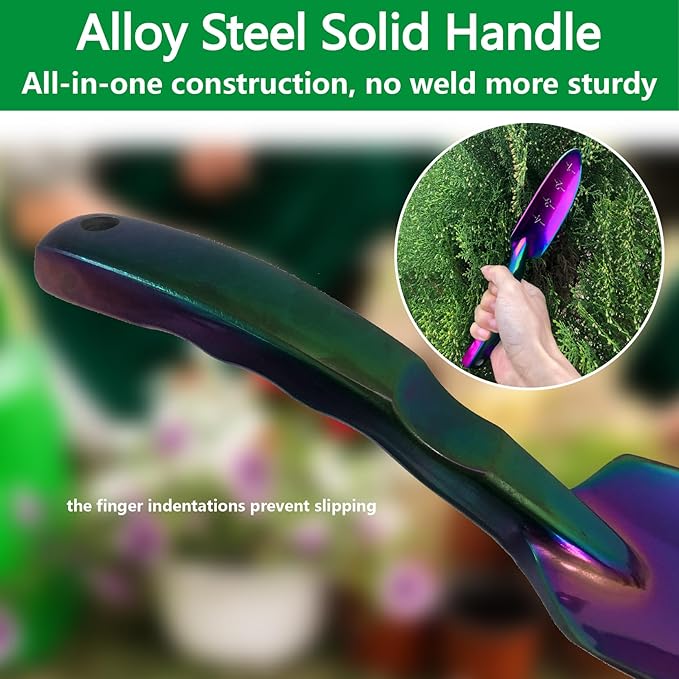 Garden Shovels - 2 Pack Gardening Tools, Heavy Duty Garden Trowels, High Strength Alloy Steel for Soil Digging Planting Transplanting Weeding - Solid Metal Handle, Colorful