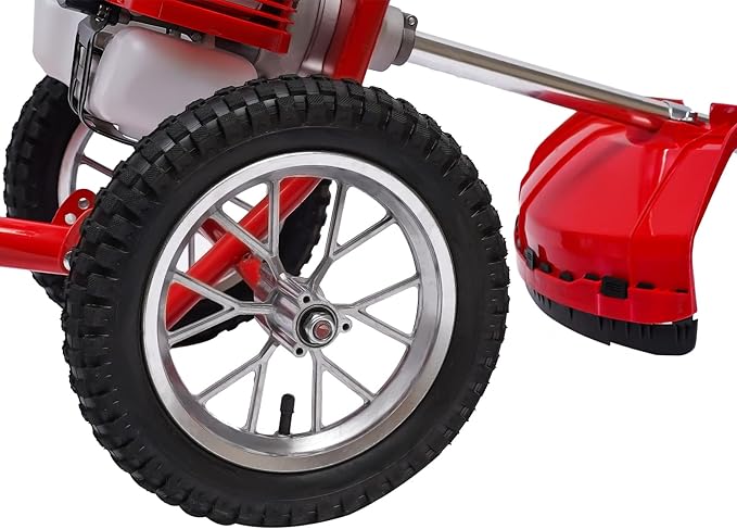 2-Stroke Hand Push Lawn Mower Gas Powered with Wheels,1.8KW 49CC Single-Cylinder Gasoline Engine Grass Trimmer Lawn Mower,Height Adjustable and Rear Wheels Foldable,6500-7000r/Min