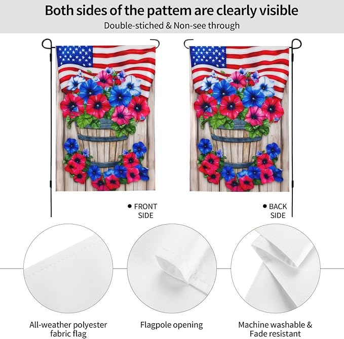 USA Garden Flag Vertical Double Sided Outdoor Yard Flags 12.5x18 Inch Burlap Banners for House Lawn