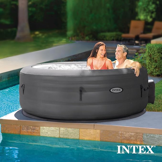INTEX SimpleSpa Inflatable Hot Tub, 6 Person Jet Massage Spa with Built-in Pump and Cover - Portable Outdoor Tub with Bubble Jets for Home, Backyard, and Patio