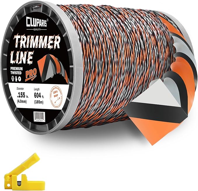 Cluparis 5-Pound Super Heavy Duty Trimmer Line .155-Inch-by-604-ft Twist Pro Trimmer Line Spool 3-Component Tri-Extrusion Weed Eater String with Super Line Cutter