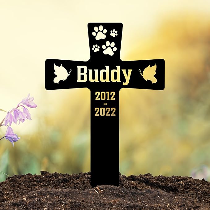 Cat Grave Marker Outdoor | Custom Pet Memorial Headstone | Personalized Cat Tombstone for Garden or Cemetery | Elegant and Durable Design, Multiple Size and Color Choices