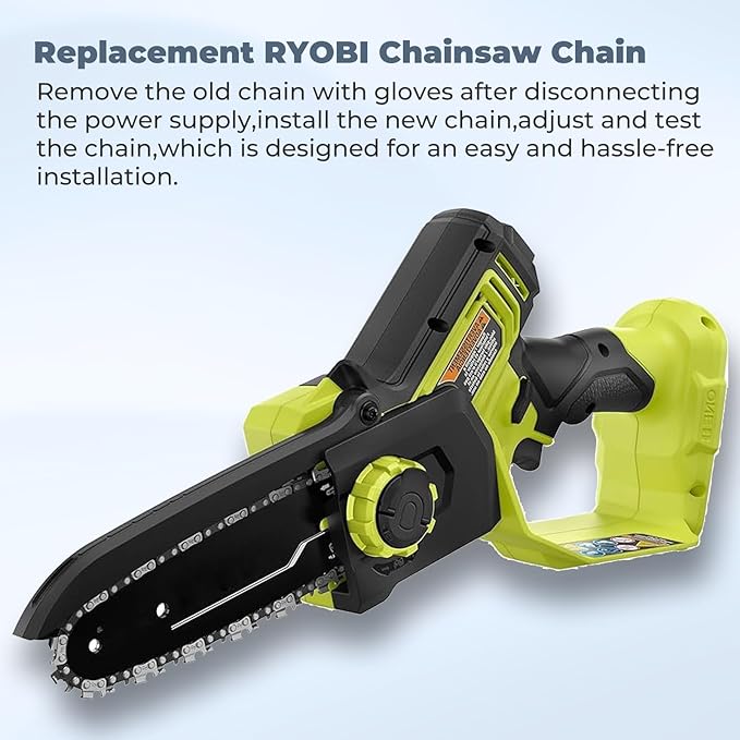 6" Pruning Chainsaw Chain Replacement for RYOBI P25013,P25013BTL 18V Pruning Chainsaw,RY6C1 Mini Saw Chain,38 Drive Links 0.043" Gauge 1/4" LP Pitch (3 Pack)
