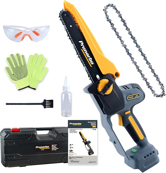 Mini Chainsaw 8 Inch Cordless Hand-held Electric Chain Saw Compatible with Makita 18V Battery Power Pruner Auto Oiler for Tree Wood Cutting Trimming Pruning, PR-E8-Body Only (Battery not included)