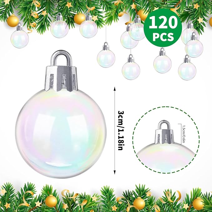 120 PCS Halloween Plastic Iridescent Ball Decoration,Clear Bubble Ball for DIY Bubbling Cauldron,Witch Cauldron Decoration,Cauldron DIY Witch Magic Pot,1.18 Inch