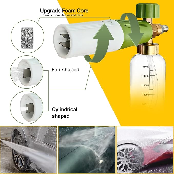4350 PSI Pressure Washer Gun with Foam Cannon Kit, Foam Cannon no Need Water with 5pcs Nozzle Tips, 1/4'' Quick Connector, Compatible with Gas Pressure Washers & Electric Power Washers