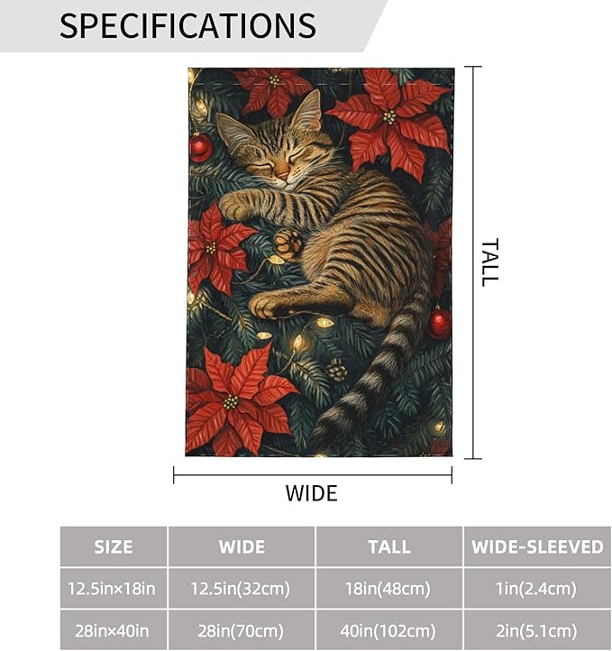Christmas Cat Garden Flag Vertical Double Sided Outdoor Yard Flags 12.5x18 Inch Burlap Banners Vertical Double Sided for Outdoor Decor Lawn