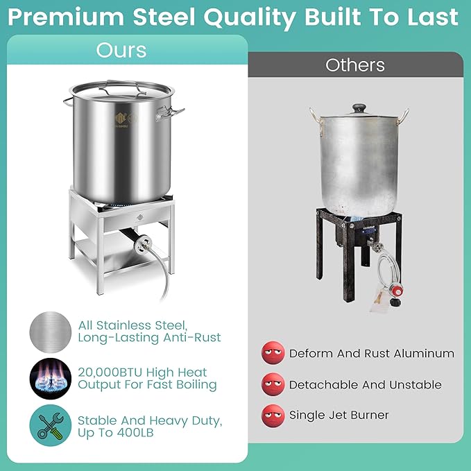 ARC 84QT Stainless Steel Seafood Boil Pot with 200,000BTU Propane Burner, w/Basket for Outdoor Deep Fryer, Large Cooking Pot for Turkey Fryer, Crab, Crawfish, Shrimp, Lobster Boiling Stock Pot