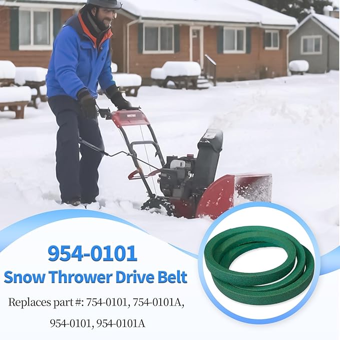 2 Pack 954-0101A Snow Thrower Auger Belt for MTD Craftsman 754-0101A 754-0193 5068 265-433 Single-Stage Snow Blowe (1/2" x 35")