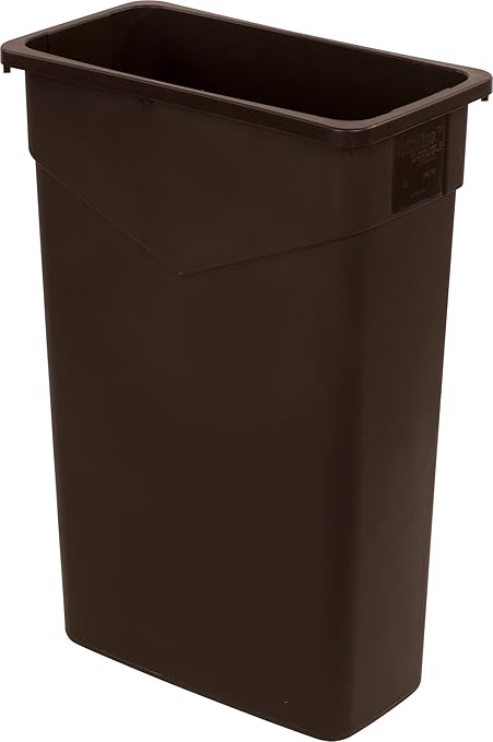 Carlisle FoodService Products 34202369 TrimLine Polyethylene Waste Container, 23 Gallon Capacity, 20" Length x 11" Width x 29.88" Height, Dark Brown (Case of 4)