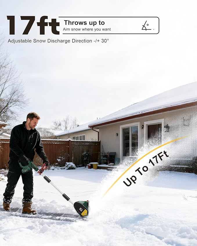 Mellif Cordless Snow Shovel, 12-Inch Brushless Snow Blower Compatible with Makita 18v Battery, Includes 4.0Ah Battery & Charger Kit, Lightweight with Adjustable Chute, Weather-Resistant