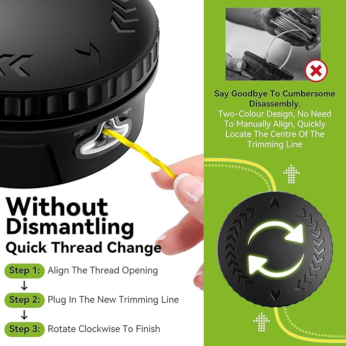 KAITAI String Trimmer Line 095”,Pre-Cut Dual Color 3-Section Fast-Positioning Design, for Gas and Electric Grass Trimmer and Brushcutters, Fits Most Standard Models,16FTx2