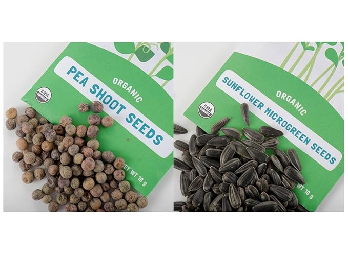 Back to the Roots 810667030377 Microgreen Bundle Sunflower & Organic Pea Shoot Seeds, Certified Organic, 0.56 Ounce (Pack of 6)