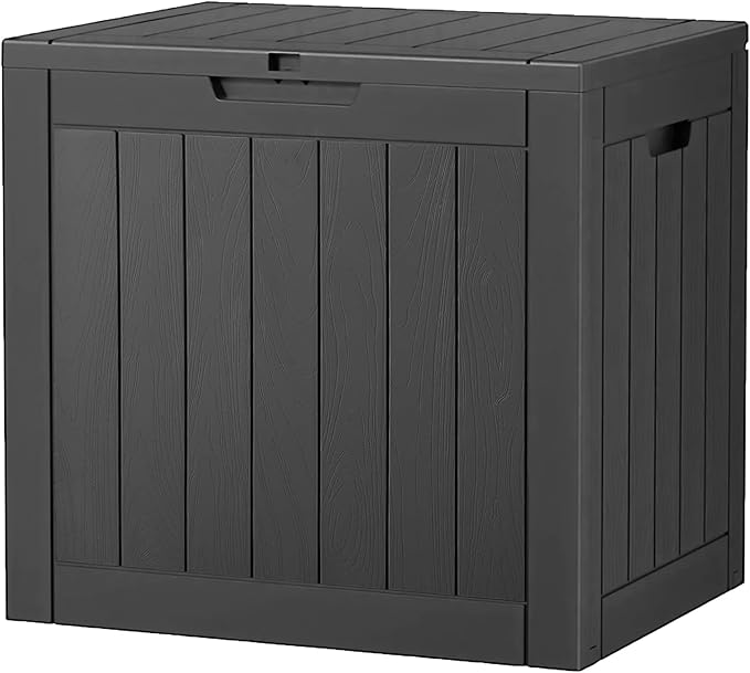 31 Gallon Deck Box Large Outdoor Storage Boxfor Patio Furniture,Outdoor Cushions, Garden Tools, Sports Equipment and Pool Supplies, Waterproof, Resin, Lockable