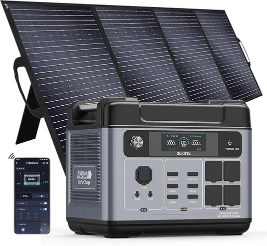 OUKITEL P2001 Plus 2400W Solar Generator with 400W Solar Panel, 2048Wh Solar power station, 1800W Fast Charging, Smart APP Control Emergency Power Station for Home, Camping, Outdoor Battery Backup