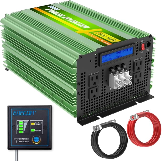 EDECOA 24V 3500W Pure Sine Wave Power Inverter 3500 Watts Model DC 24V to AC 110V 120V 4 AC Outlets and 1 Hardwire Terminal with LCD Display and Remote Controller