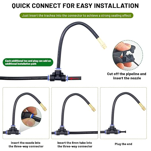 360° Adjustable Drip Irrigation System - Garden Watering Atomizing System with 16 Nozzles, Greenhouse Accessories for Yard, Lawn, Plants, Garden, 5/16 inches Hose, 50 ft