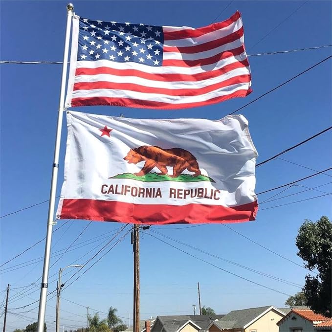 California Republic State Flag 5x8 FT Made in The USA-Heavy Duty Vibrant Colors Double Sided Cali CA Flag with 2 Brass Grommets for Home/Company/Indoor Outdoor Decoration