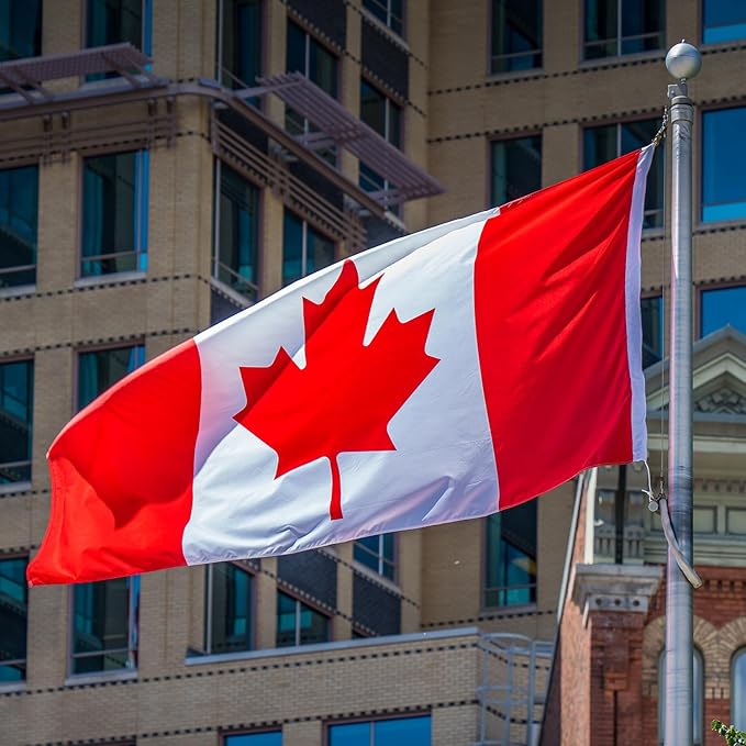 Canada Canadian Flag 3x5 ft Outdoor, Double Sided 3 Ply Heavy Duty National Flag for CA, 100% Quality Polyester Canadian Banner with Brass Grommets 4 Rows Stitches