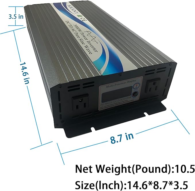 3000W Off Grid Pure Sine Wave Power Inverter 48V DC to 110V 120V AC with LCD Display for RV Camping Truck Home Solar