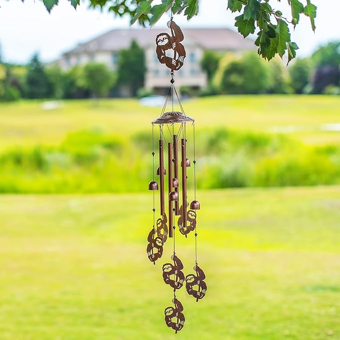 Sloth Wind Chimes Outdoor Sloth Gifts for Women/Men/Mom/Wife/Grandma Birthday Gifts Memorial Gift Metal WindChimes for Outside/Indoors, Lawn, Patio, Home, Porch, Yard Decor, Garden Decorations