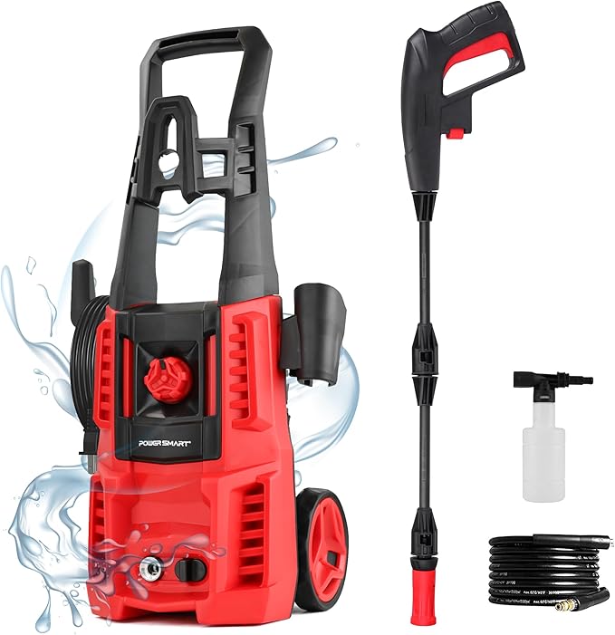 PowerSmart Pressure Washer, with Foam Cannon, Adjustable Nozzles for Cars, Bicycle, Siding, Patios PS2020 (Light-Duty)