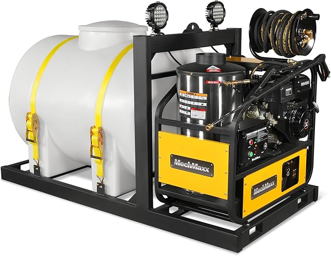 4000PSI 4GPM ZONSEN 459cc 15 HP E-Start Gas Engine Hot Water Pressure Washer Skid Mounted with 245 Gal Tank, Model HPW40DBT