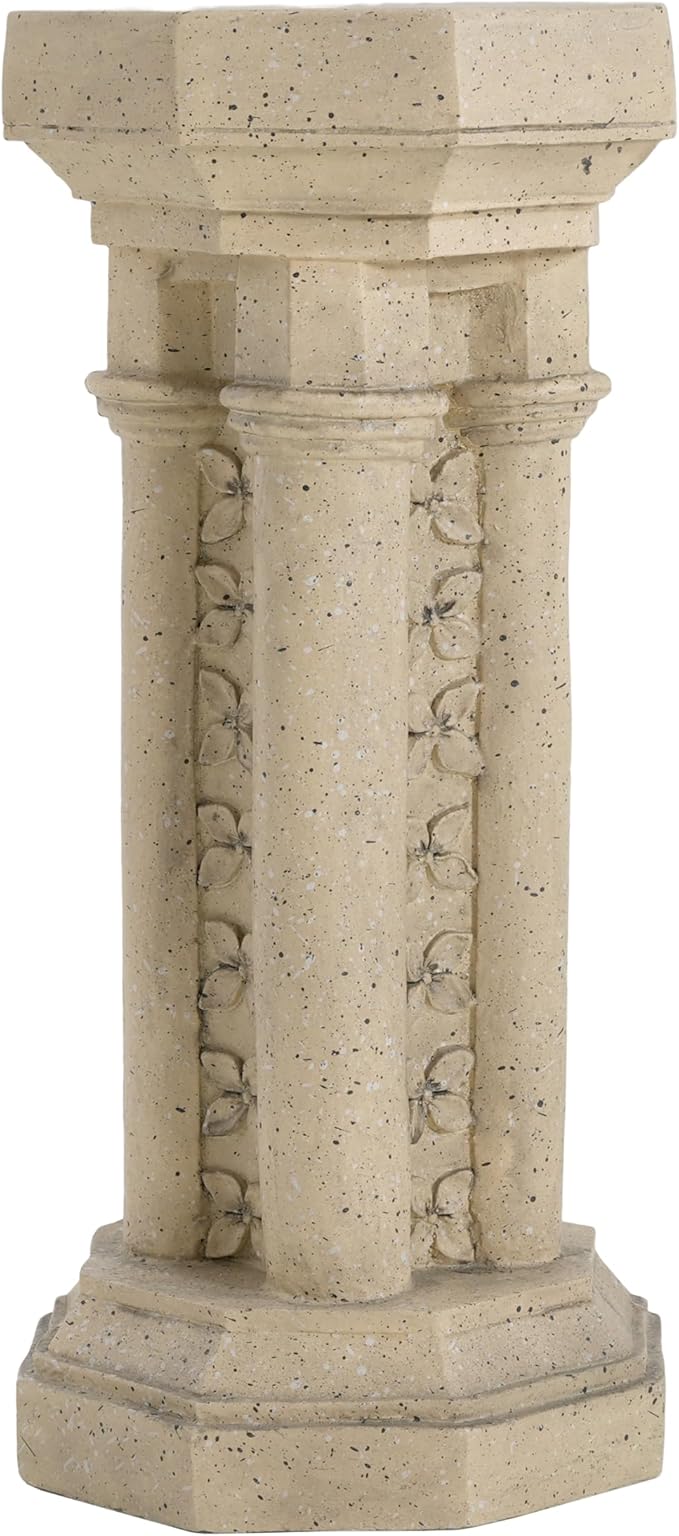 Decorative Roman Column Pedestal Column Plant Stand, Vintage European Style Classical Garden Pillar, Indoor Outdoor Decor, Pedestal Columns Plants Standing for Entryway Garden Yard Home (Sand/23.25"H)