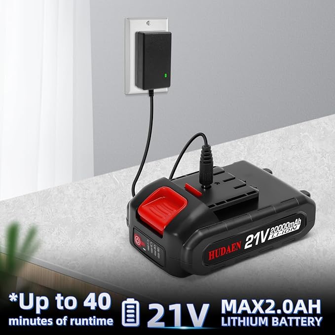 21V Cordless Grass Trimmer, Electric String Weed Wacker with 2.0Ah Lithium Battery, Telescopic Handle, 40 Min Runtime, 18000 RPM, Low Noise 92dB (Red)