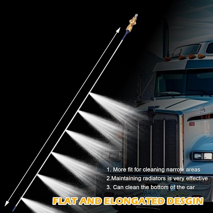 39'' Car Radiator Cleaning Wand,Radiator Cleaner Wand,Radiator Flush And Cleaner Tool,Home Car Truck Power Washer Wand,Pressure Washer Jetter Nozzle Flat Wand Fit Over 2000PSI Pressure Washer