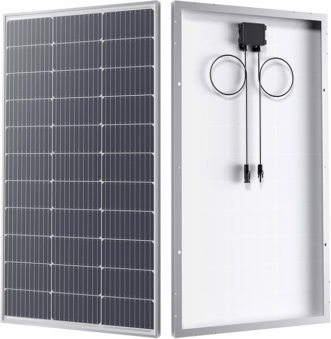 12V 100W Solar Panel,100 Watt Solar Panel with High-Output Design,High Efficiency Monocrystalline PV Module,Ideal for RV, Van, Camper, Rooftop,Home, Farm, Off-Grid Cabin,Emergency Backup(1PCS)