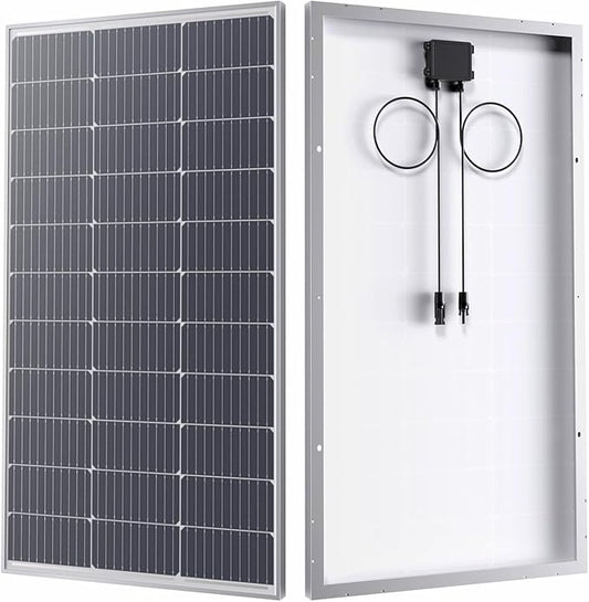 12V 100W Solar Panel,100 Watt Solar Panel with High-Output Design,High Efficiency Monocrystalline PV Module,Ideal for RV, Van, Camper, Rooftop,Home, Farm, Off-Grid Cabin,Emergency Backup(1PCS)