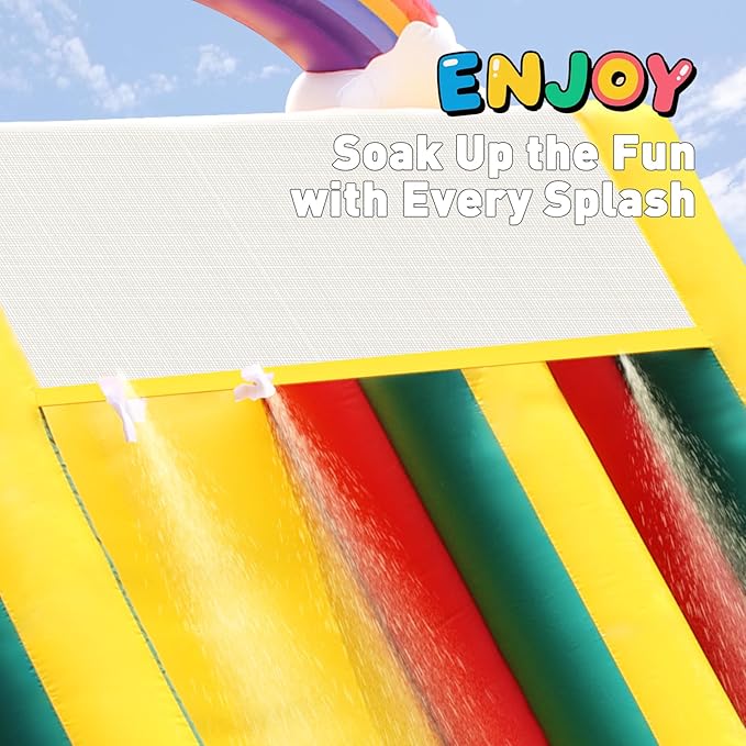 Inflatable Water Slide for Adults, 21FT 100% PVC Waterslide with Big Splash Pool, Widen Slide with Shallow Pool, 750W Air Blower, Ideal for Backyard, Park (Color Arc)