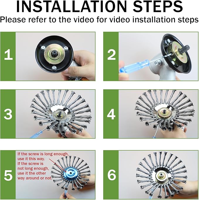 Steel Wire Grass Trimmer Head, Indestructible Weed Eater Head, for High-Power Lithium-Ion and Gasoline Weed Cutters, with Adapter, Wire Weed Trimmer Head for Moss Grass Rust Removal(High Power 10In A)
