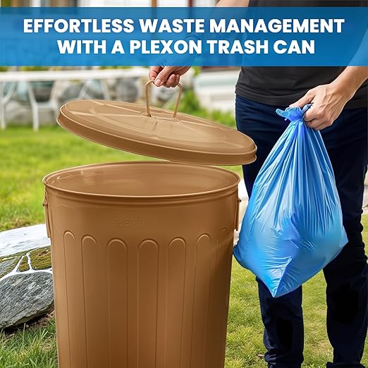 Plexon Large Metal Trash Can with Lid 20 Gallon, Decorative Outdoor Trash Can Heavy Duty Galvanized Metal Bucket with Lid for Garage Workshop Ash Storage Farmhouse, Copper 2 Pack