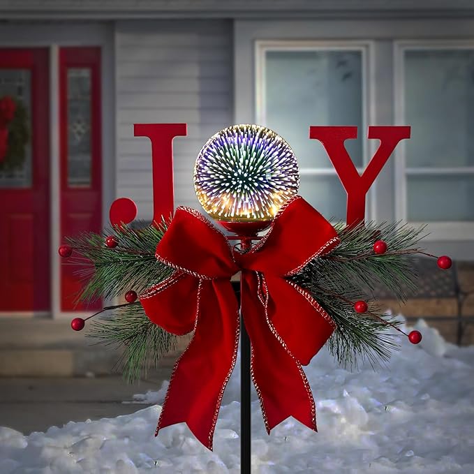Christmas Outdoor Waterproof Solar Lights 3D Glass Ball Fireworks Lighting Garden Stakes Decor Suitable for Gardens Courtyards Lawns Christmas Decor and Thanksgiving Gifts
