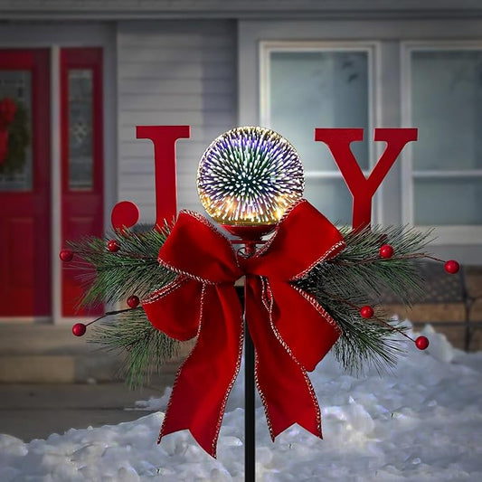 Christmas Outdoor Waterproof Solar Lights 3D Glass Ball Fireworks Lighting Garden Stakes Decor Suitable for Gardens Courtyards Lawns Christmas Decor and Thanksgiving Gifts