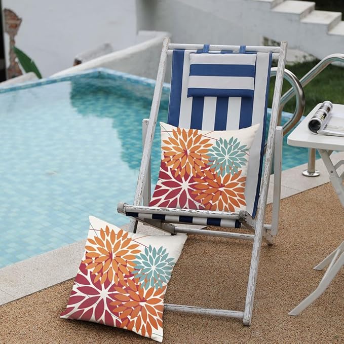 DFXSZ Outdoor Throw Pillow Covers 20x20 Inch Set of 2 Waterproof Spring Summer Geometric Elegant Burnt Orange Outdoor Pillow Covers for Patio Funiture Garden Couch 168D20