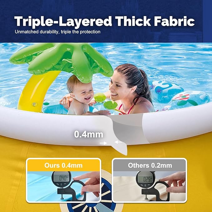 DIMAR GARDEN 8ft x 30in Inflatable Swimming Spray Pool, Outdoor Round Air Top Ring Elephant Pools