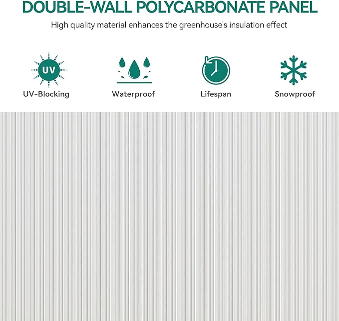 YITAHOME 8x12FT Polycarbonate Greenhouse for Outdoors, Large Heavy Duty Aluminum Greenhouses with Sliding Doors and Vent Window, Walk-in Greenhouse for Garden Backyard, Simple Setup, Silver
