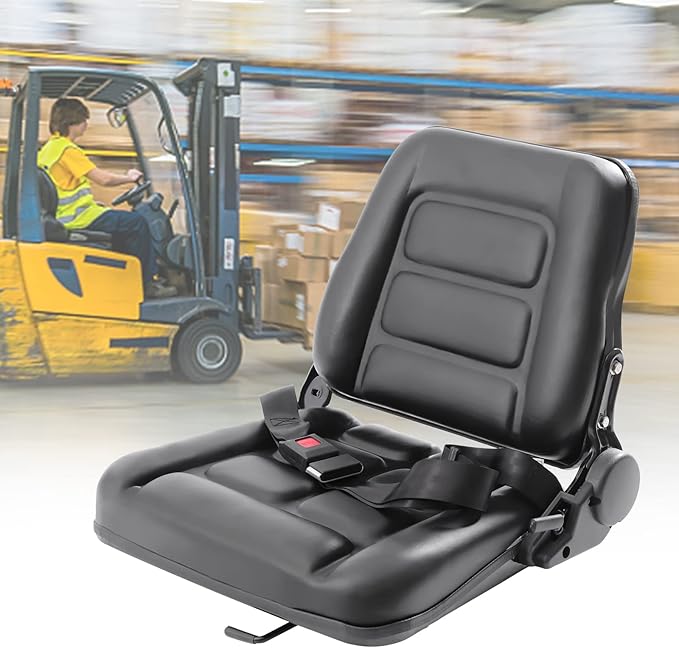 Universal Lawn Mower Seat, PVC Garden Tractor Seat, Tractor Suspension Seat, Universal Forklift Seat with Safety Belt, Full Suspension Seat Replacement for Heavy Mechanical Seat