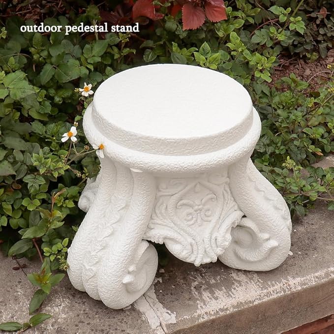 Outdoor Pedestal Stand for Garden Decor - ClassicalL Plinth Pedestal Stand for Statues, Decorative Garden Pedestals and Statue Stand,12" Tall