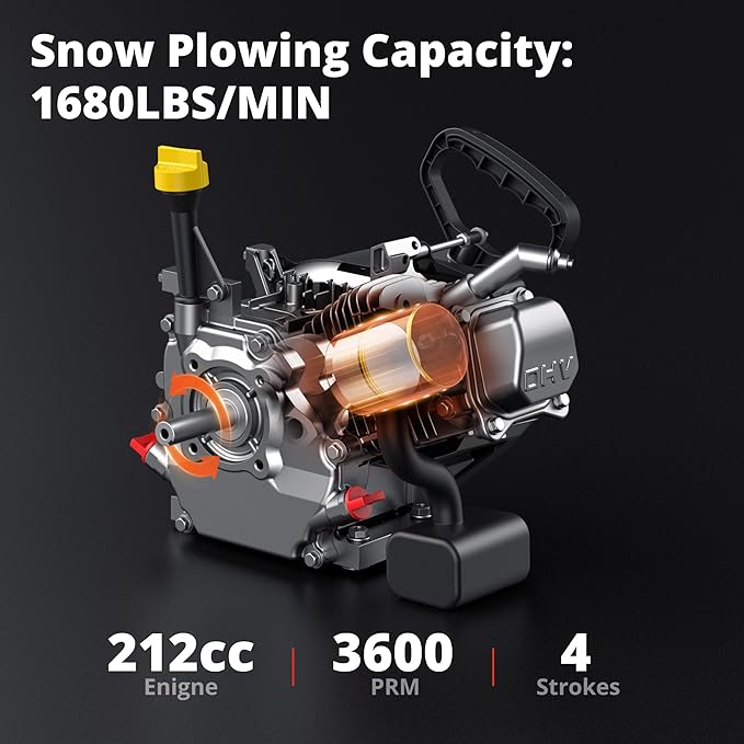 21-Inch 212cc Gas Snow Blower, Single-Stage Snow Thrower with Recoil Start, 180° Adjustable Chute, 21" Clearing Width, 8-in Wheels, Lightweight Snow Removal for Driveway & Sidewalks