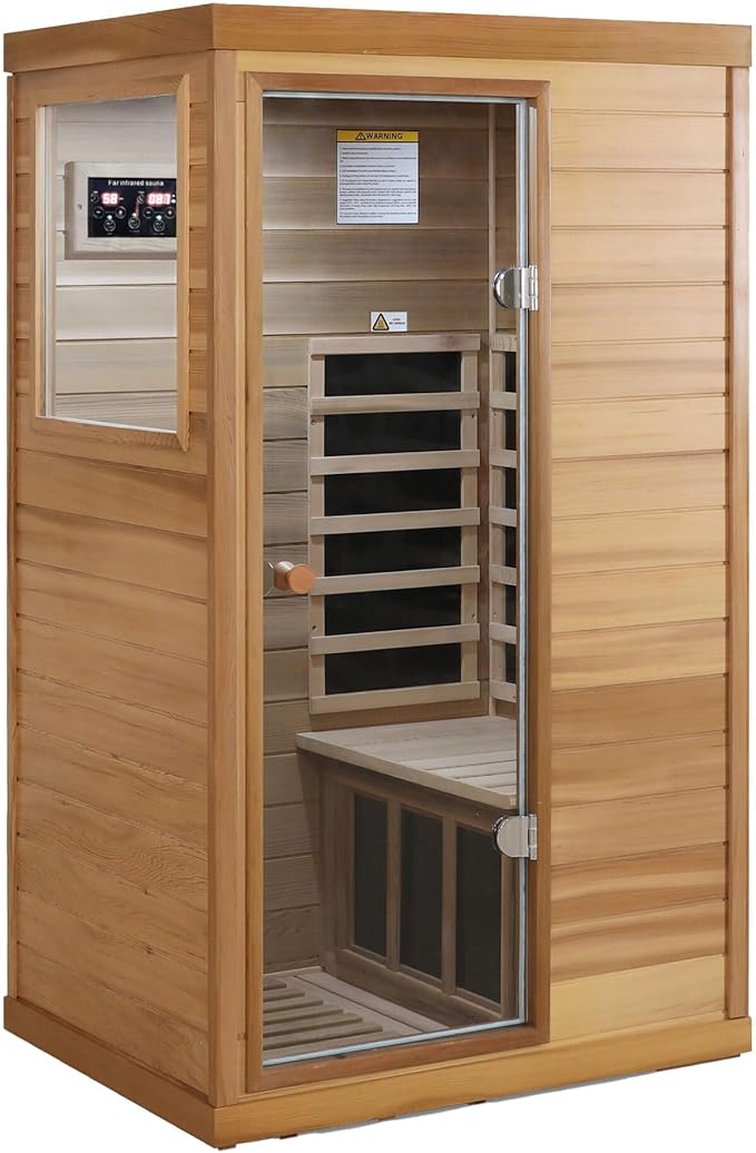 Saunas 909Mini Far Infrared Sauna, Indoor Dry Sauna (Red Cedar, 1 Person Mini Size Left Door)